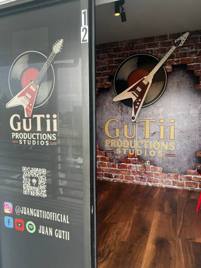 Gutii Productions Studios entrance with brand signage